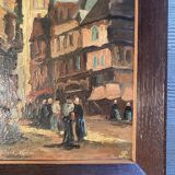 Breton painting, St. Corentin, Kéréon Street, Quimper, Brittany - regionalist