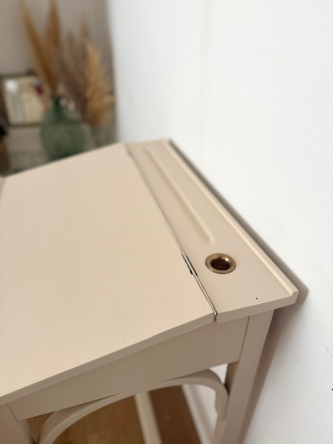 Antique school desk with inkwell