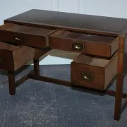 Vintage Military Campaign Desk with Leather Top from Harrods London