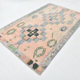 5x8 Vintage Samon Pink & Light Grey Vintage Oushak Area Rug, 161x255 cm