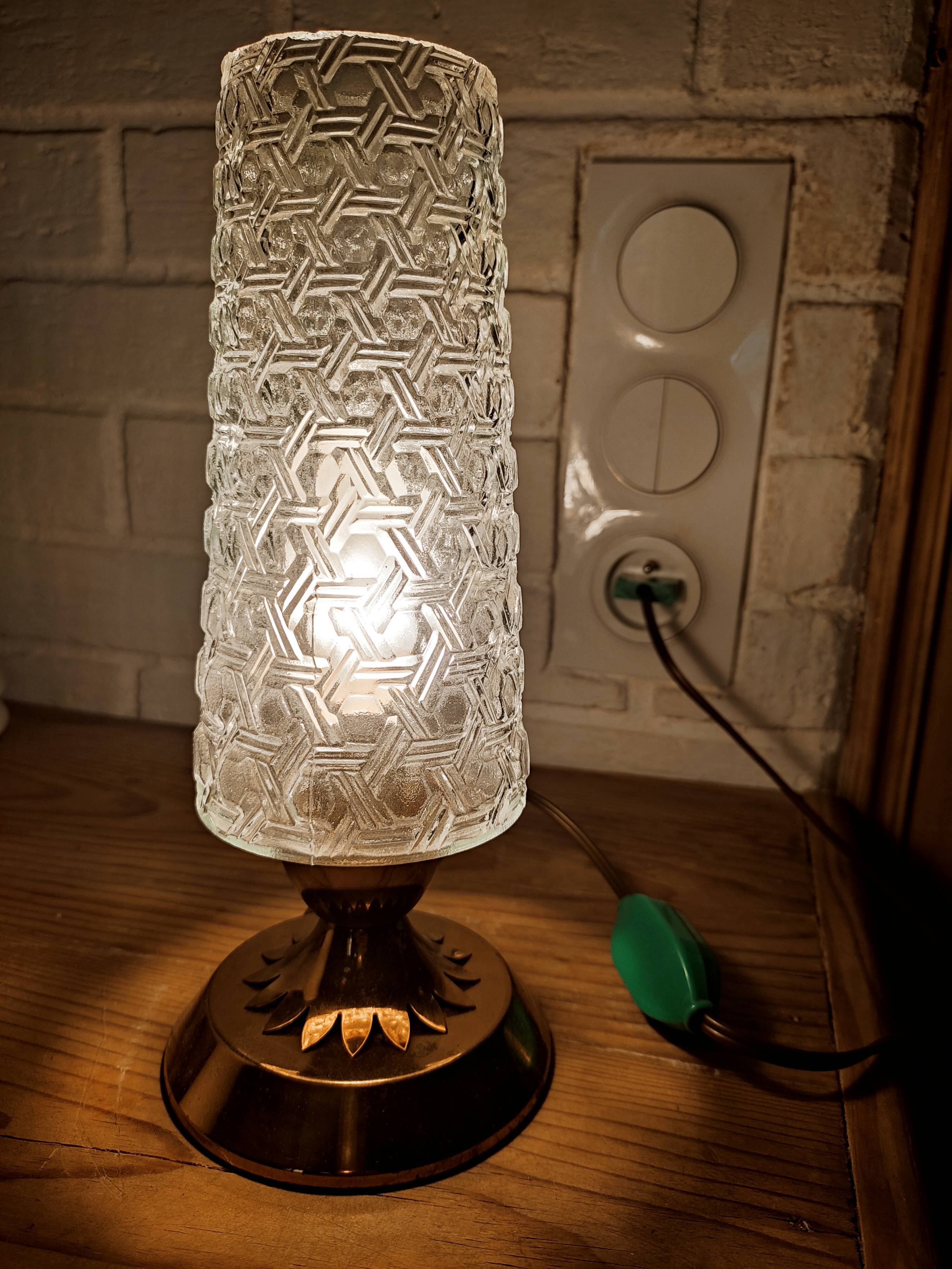 Brass and glass lamp 50s