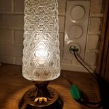 Lampe en laiton et verre années 50