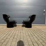 2x Chaise Joe Colombo Elda Longhi noir sur noir, état showroom !