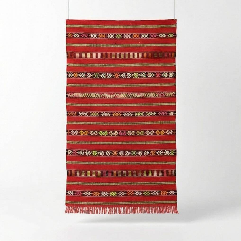 Small Moroccan red kilim rug 85x165 cm