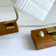 Pair of vintage Scandinavian lamps, teak and glass, 60s