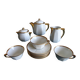 Service à café ou thé en porcelaine blanche et dorée Aluminite Frugier