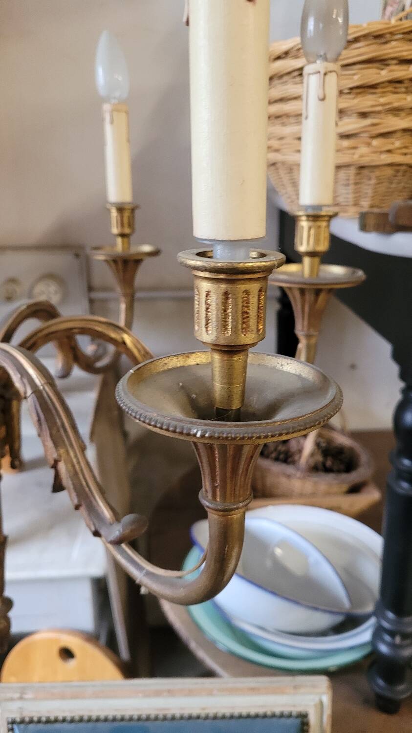 Louis xvi style gilt bronze chandelier - 6 lights