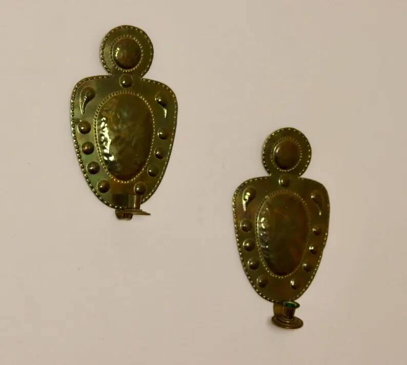 Mid-Century Swedish Wall Sconces in Antique Brass
