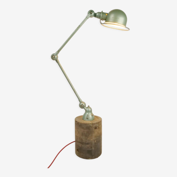 Lampe à poser jielde 2 bras sur socle bois