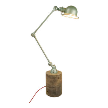 Lampe à poser jielde 2 bras sur socle bois