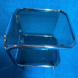Vintage 1970 rectangular chrome oval profile rolling dessert trolley 2