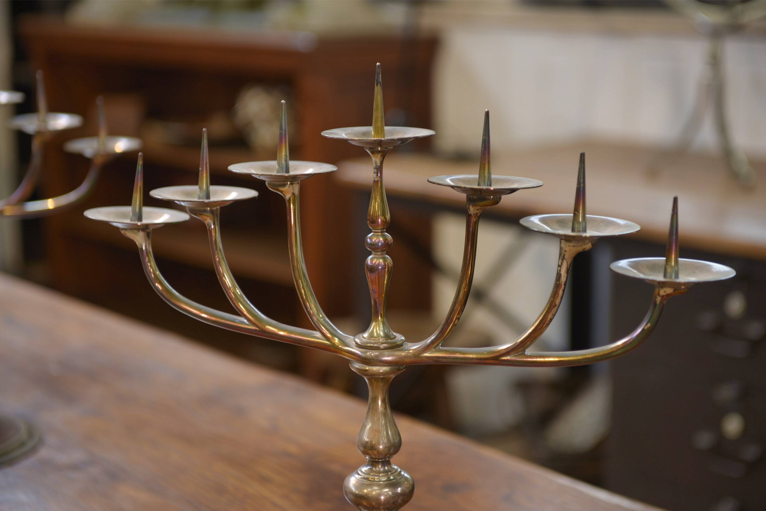 Pair of brass and copper candlesticks 1950s