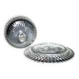 Vintage cheese bell in pressed glass molded DIAMOND 16cm