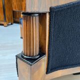 Biedermeier Sofa in Walnut Veneer & Black Teddy Fabric, Vienna, Austria, 1825