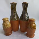 Vintage wooden and ceramic condiment set