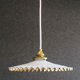 Antique suspension lamp in white and gold painted opaline delivered with cable, socket and brass claw
