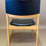 Black leather armchair scandinavian 1950