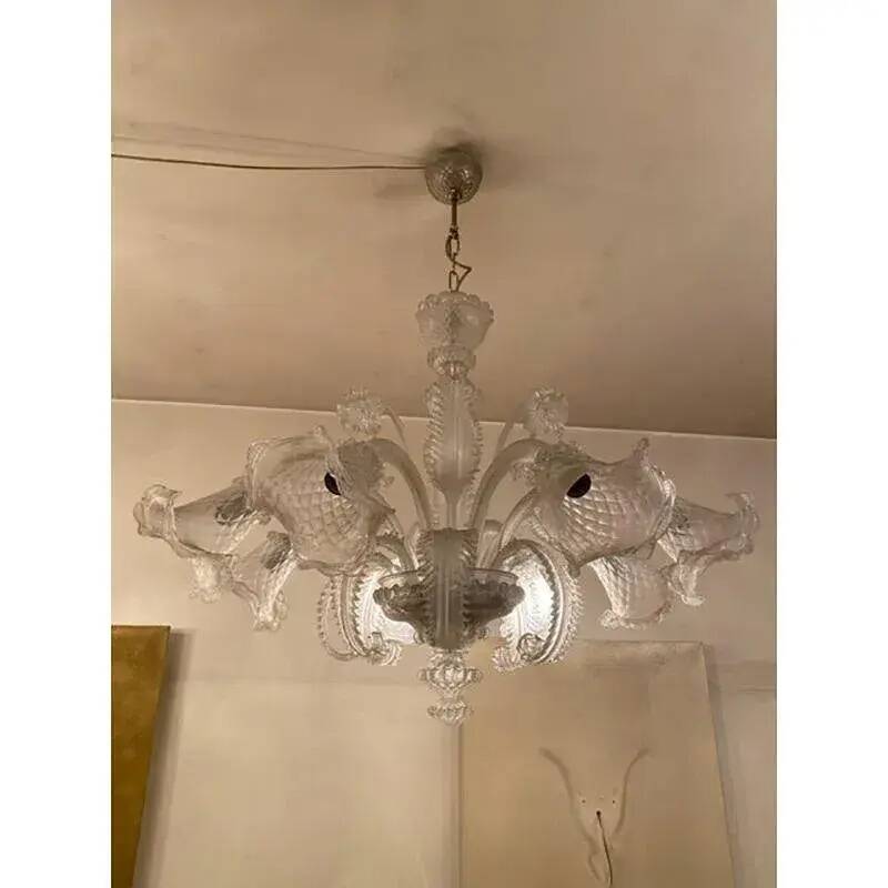 Italian Style Murano Glass in Transparent and Sand Chandelier by Simoeng