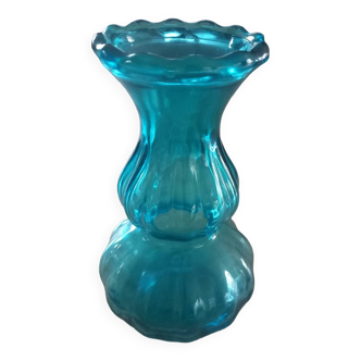 Vase en verre soufflé bleu lagon type Murano