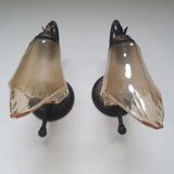 Pair of vintage flower-shaped globe wall lights