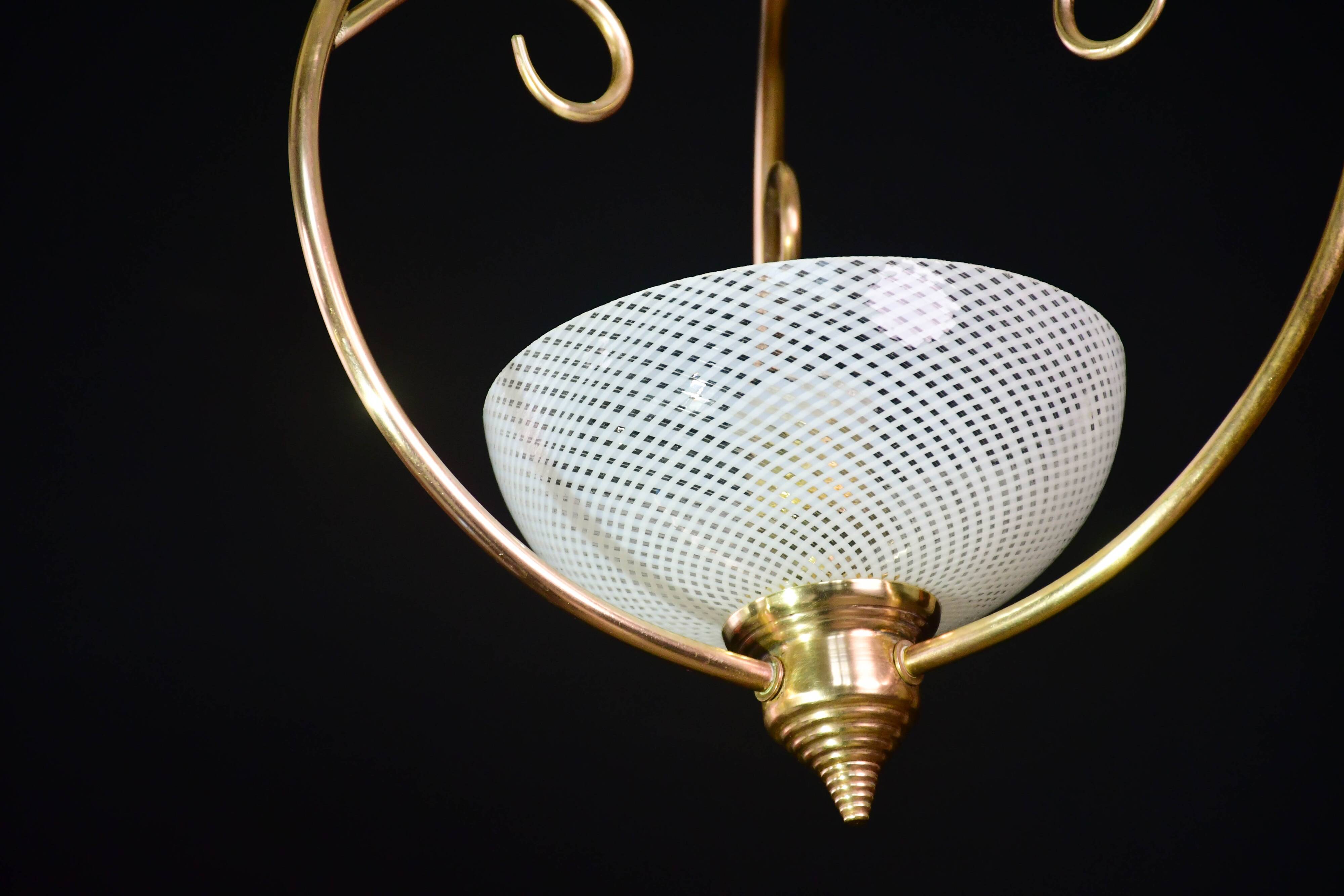 Rare et élégante suspension en verre de Murano Venini Reticello, années 1950