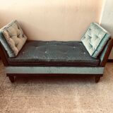 Old almond green velvet bench