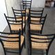 Set of 7 blackened wooden chairs, 1960s vintage