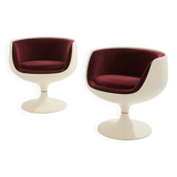 Eero Aarnio pair of Cognac alpaca velvet chairs 1967