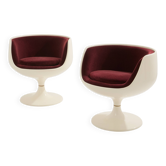 Eero Aarnio paire de chaises Cognac velours d'alpaga 1967
