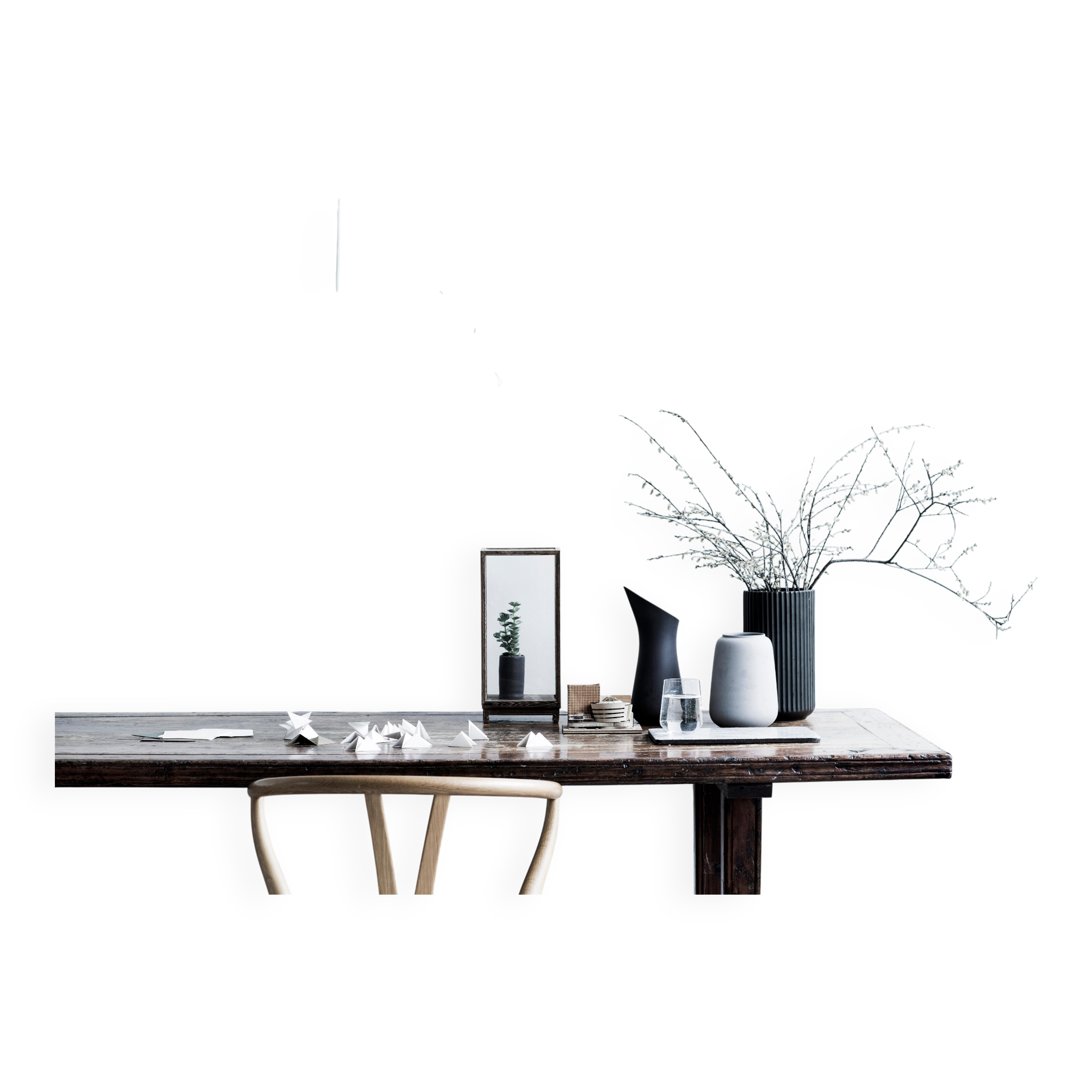 Japanese Style Hand-folded White Paper Pendant Lighting "Siphonia"