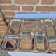 Pair of flat stainless steel serving trays