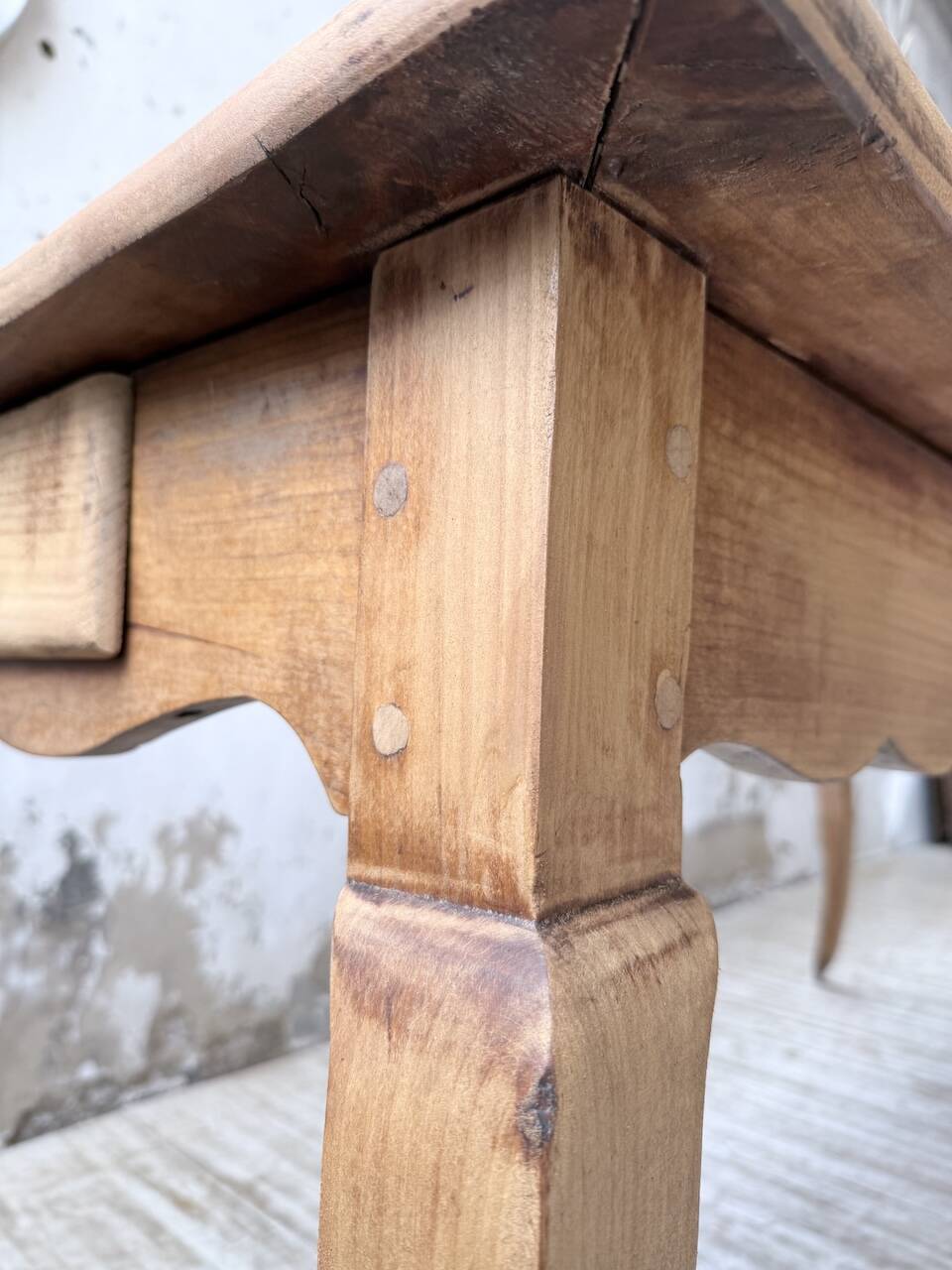 Farm table cherry wood with curved legs, 19th century.