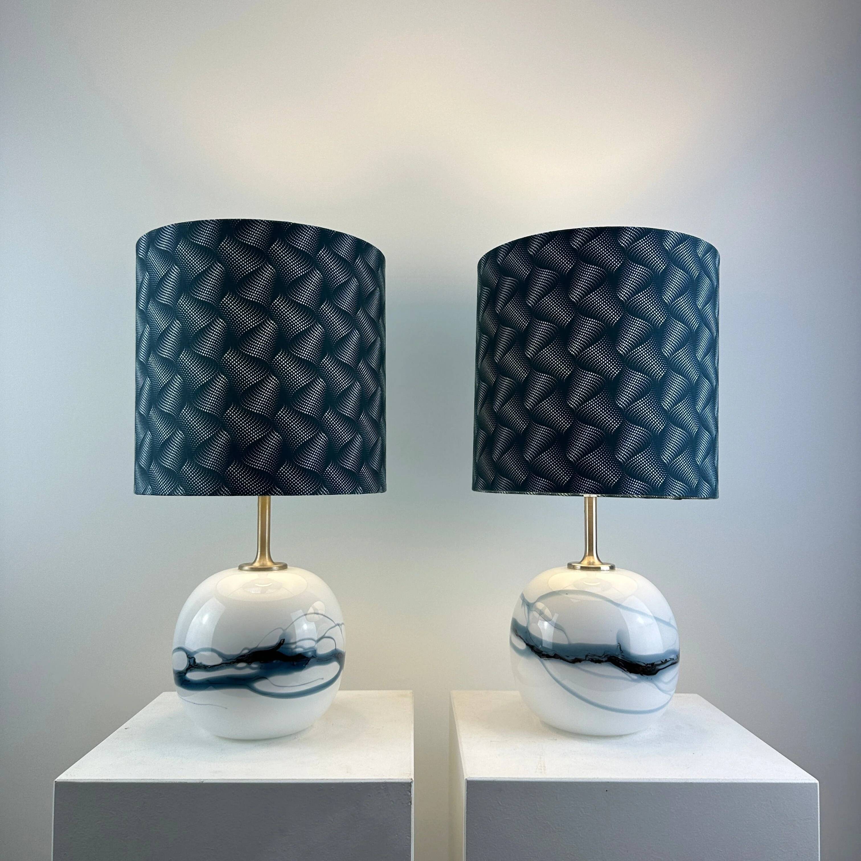 Pair of SAKURA table lamps by Michael Bang for Holmegaard, Denmark 1980