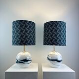 Pair of SAKURA table lamps by Michael Bang for Holmegaard, Denmark 1980