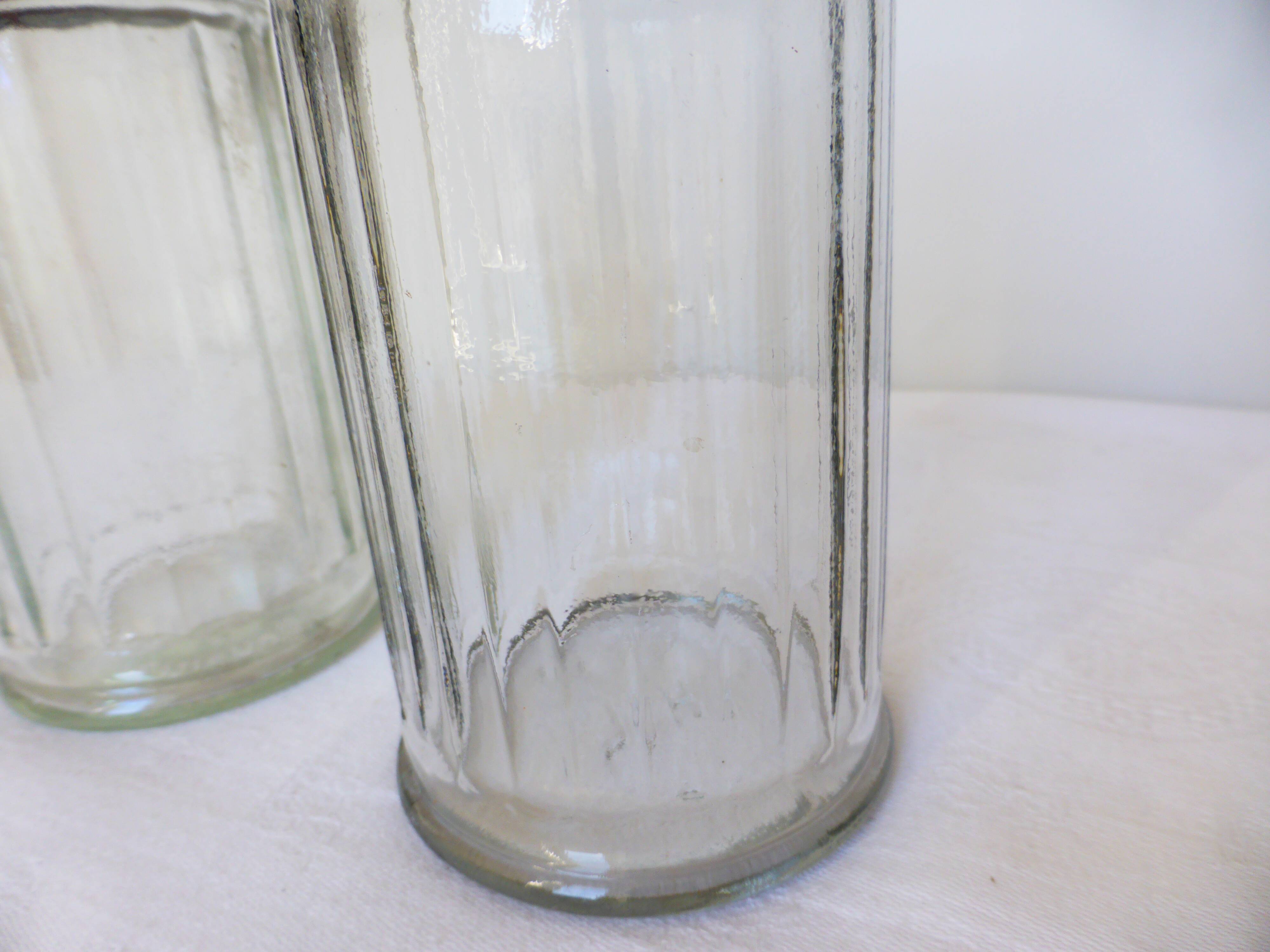 vintage glass and stainless steel sugar bowl