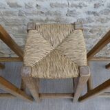 Lot of 3 high stool, bar, solid oak and mulched seat