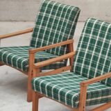 Pair of green patterned armchairs by Ton Bystrice (Thonet) 1960