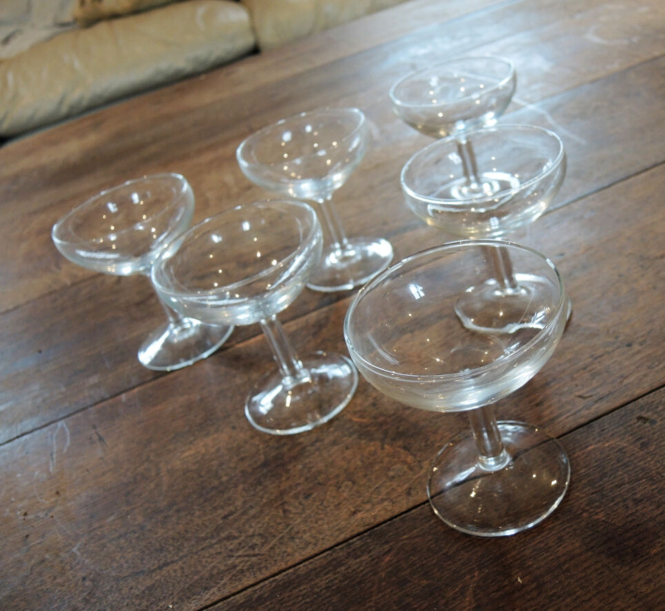 Lot of 6 Old Glass Champagne Cups