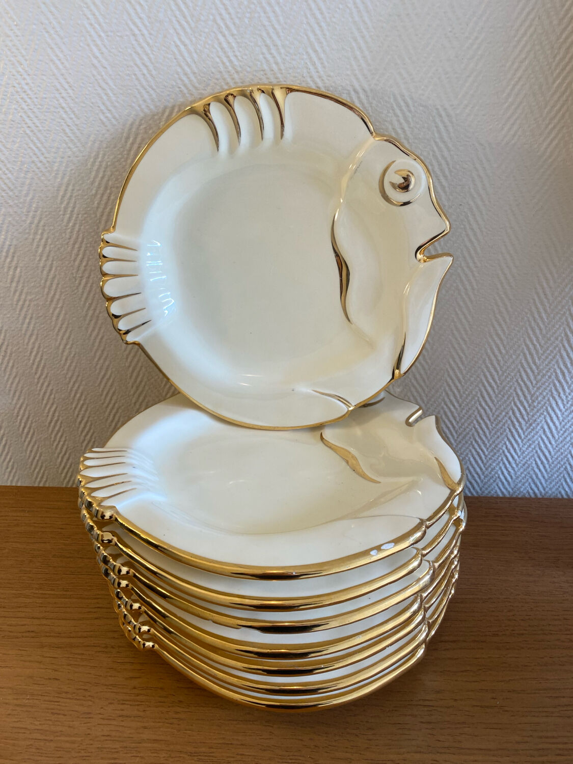 Antique Madgalithe fish set made in France