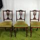 Set de 3 chaises anglaises velours vert