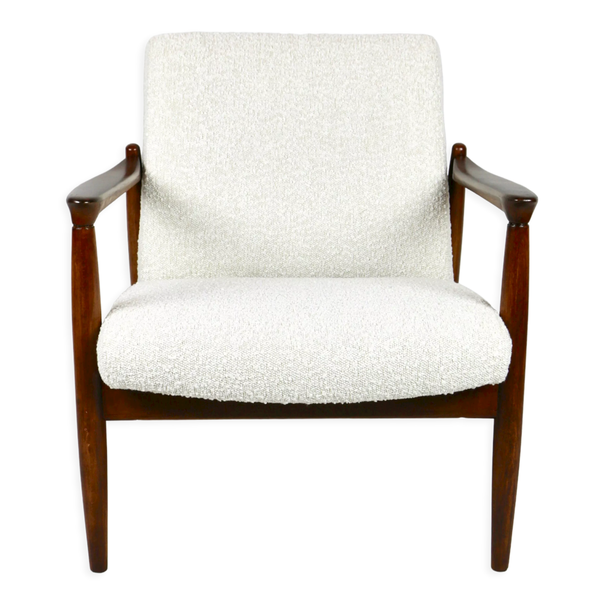 White Boucle GFM-64 armchair by Edmund Homa, 1970s