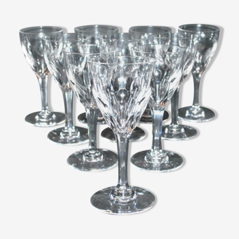 Lot de 10 verres à vin blanc en cristal taillé vic 1930 13cm saint-louis