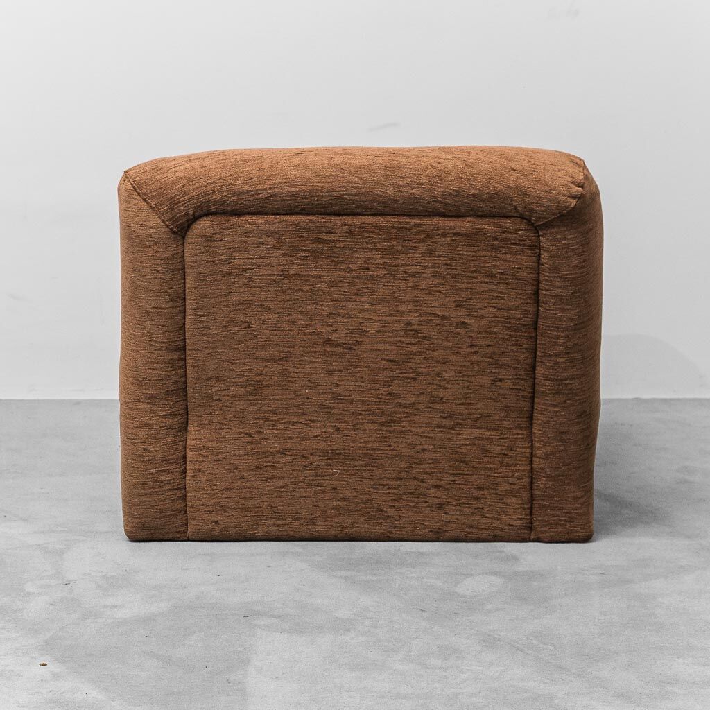 Modular 2-seater sofa in brown fabric, 1970s vintage modernism