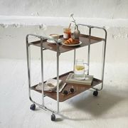 Chrome Midcentury folding service trolley, Germany 1950s