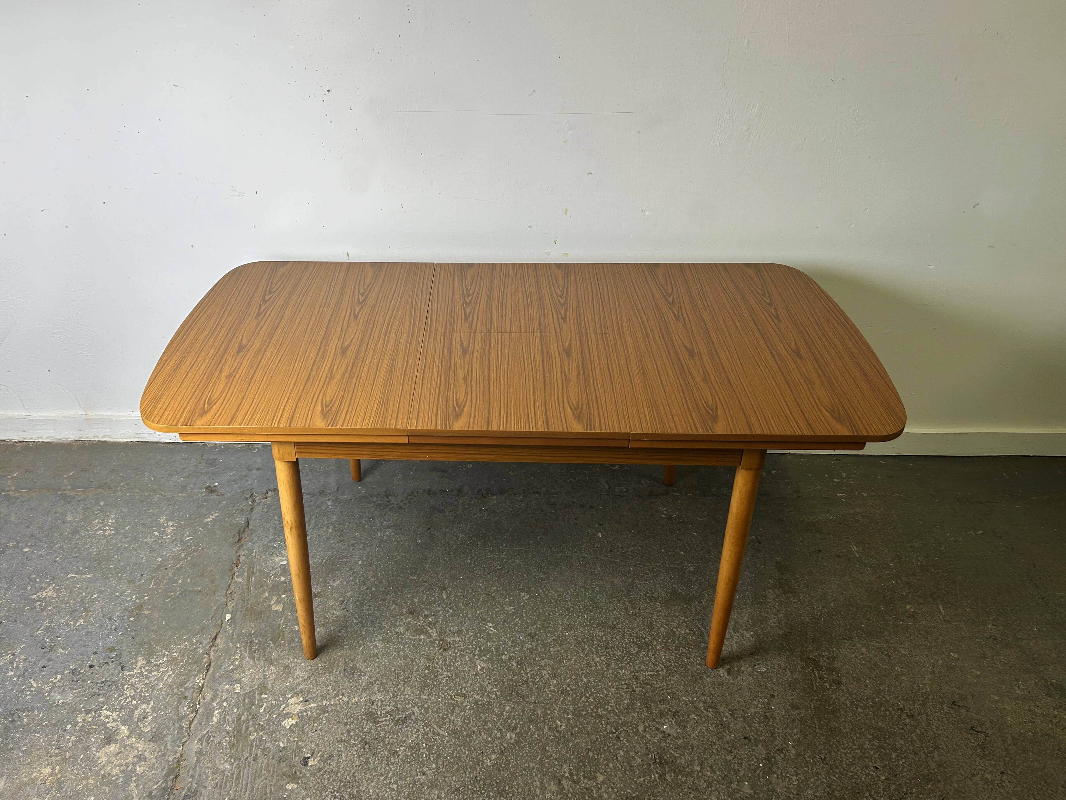 Schreiber Mid Century Extending Formica Dining Table Beech Legs 1960s-70s