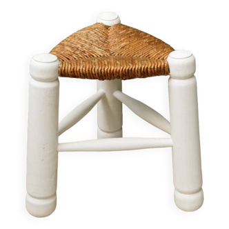 Triangular straw stool, 1950s