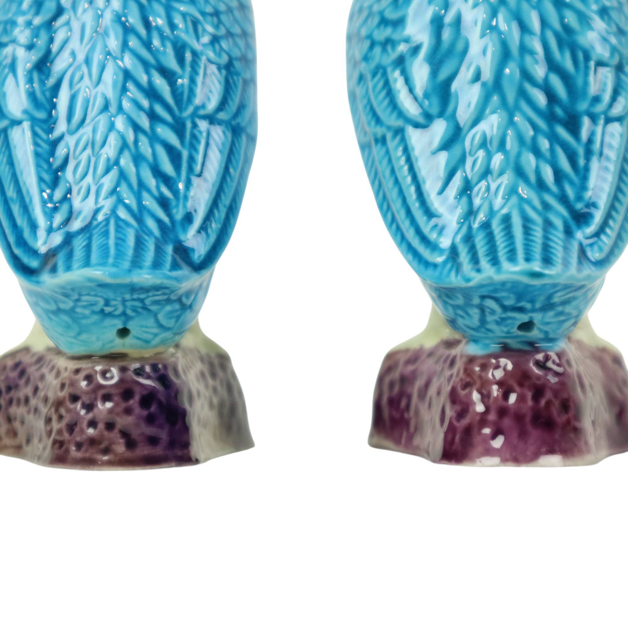 Vintage Duck Figurine Figure Couple Blue Chinese Porcelain 12cm