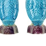 Vintage Duck Figurine Figure Couple Blue Chinese Porcelain 12cm