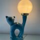 Vintage cat lamp in enamelled ceramic and opaline