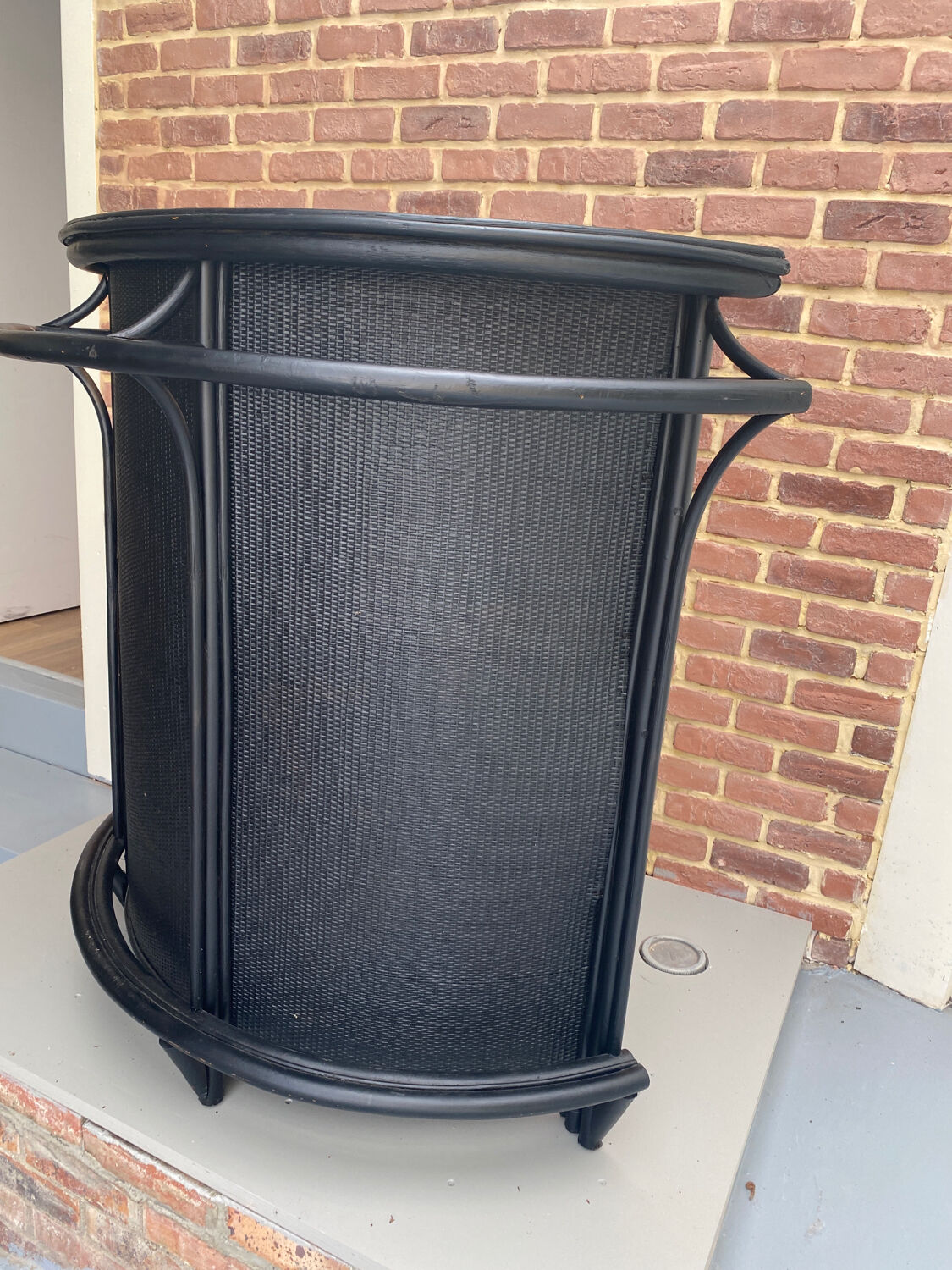 Vintage black rattan bar